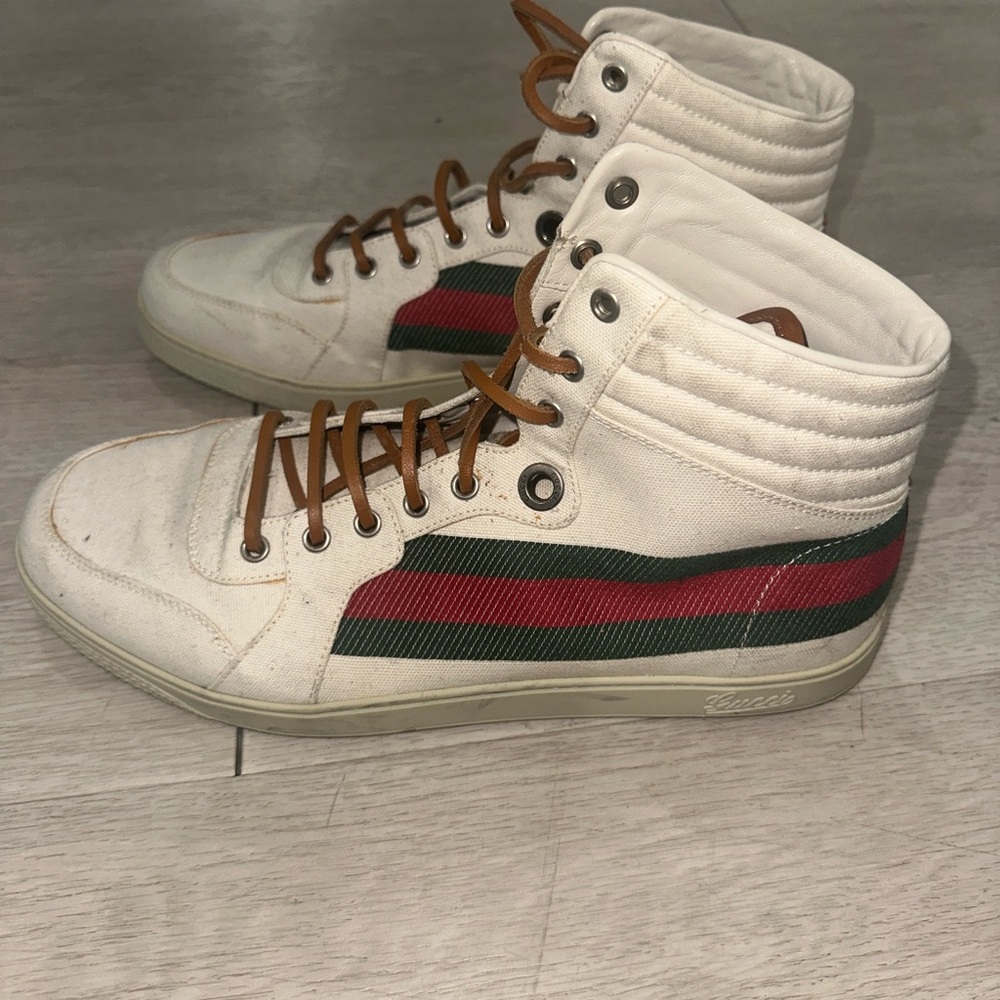 Gucci Men’s Canvas High-Top Sneakers - Picture 6 of 11